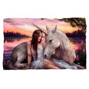 New 58x36 Angel Fairy & Unicorn Anne Stokes Fleece Throw Gift Blanket Pure Heart